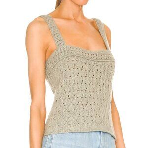Vince - Crochet Camisole in Artichoke, Cropped, Wool, Cashmere - Size S, Green